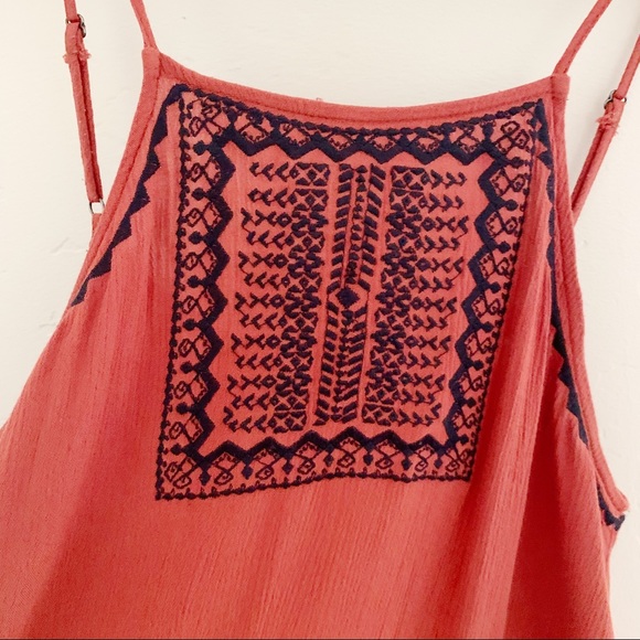 Open-Back Orange and Black Embroidered Tank Top - Picture 3 of 6